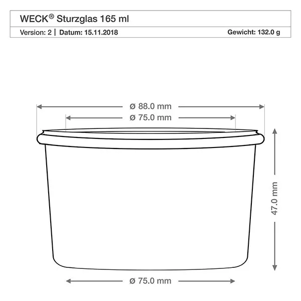 12er Set Weck Gläser 165ml Sturzglas mit 12 Glasdeckeln