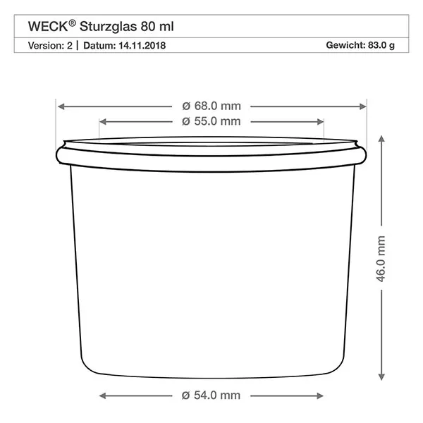 12er Set Weck Gläser 80ml Sturzgläser mit 12 Glasdeckeln