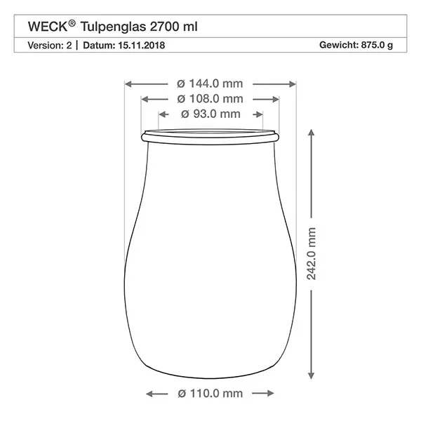 2700ml Tulpenglas komplett WECK RR100