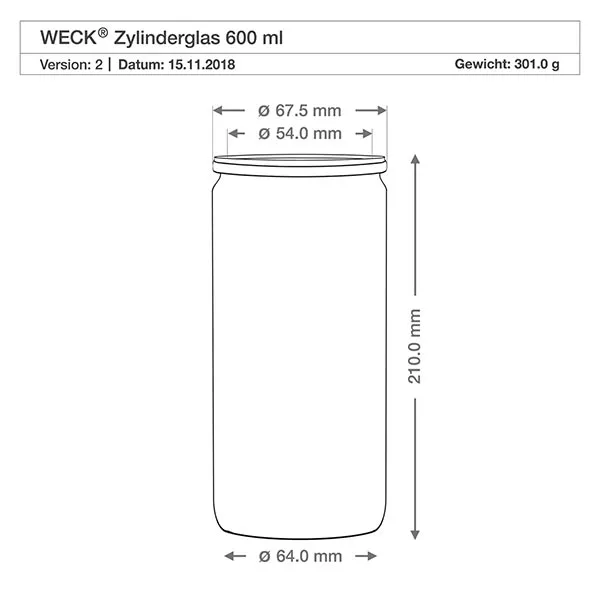 700ml Delikatessenglas mit Frischedeckel WECK RR80