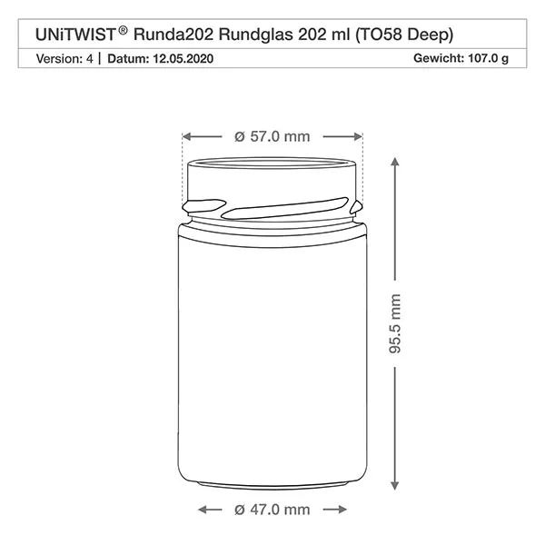 202ml Rundglas + BasicSeal Deckel silber deep UN..