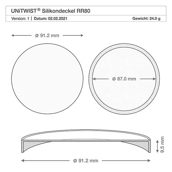 Silikondeckel weiss UNiTWIST für WECK RR80